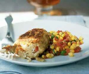 Pearl Oyster Bar Crab Cakes with Sweet Corn Ragout