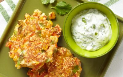 Fresh Corn Cakes with Cilantro Cream