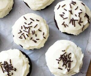 Dark Red Velvet Cupcakes with Cream Cheese Frosting