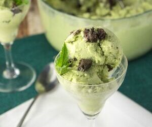 Dairy-Free Mint Brownie Ice Cream