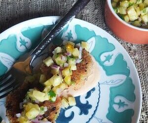 Hawaiian Salmon Cakes with Pineapple Salsa