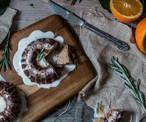 Sweet potato bundt cakes with orange-rosemary glaze